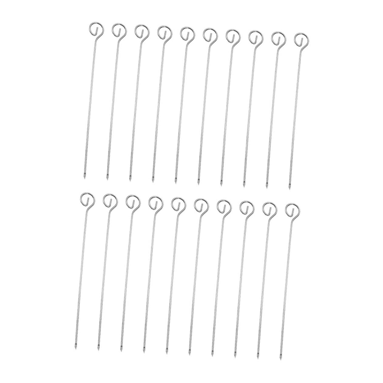 Mikikit 20Pcs Stainless Steel Barbecue Skewers Reusable Meat Skewers for Grilling Comfortable Grip for Outdoor Bbq Family Dinners and Parties
