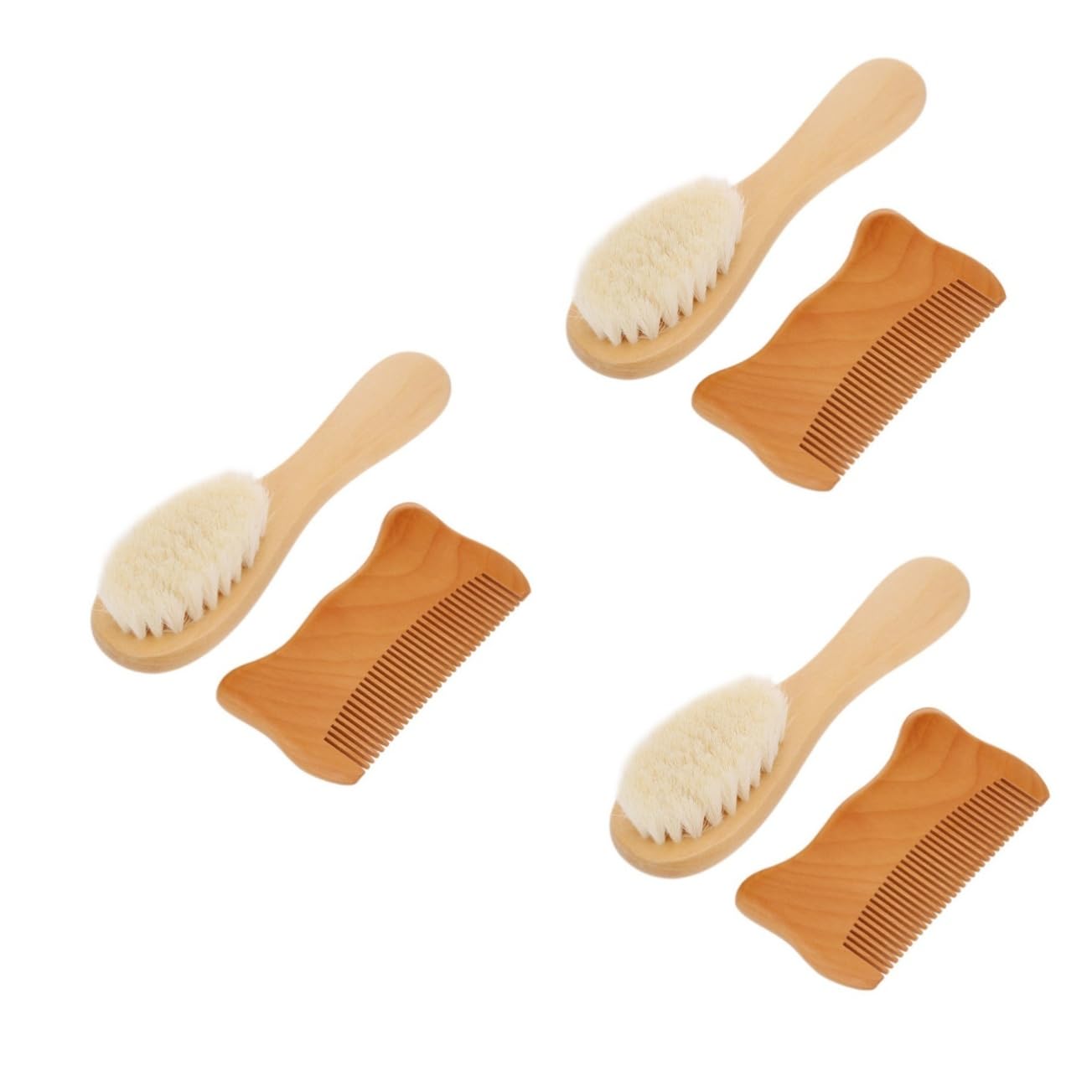 FRCOLOR 6 Pcs Comb Brush Set Bathing Brush Wooden Comb Newborn Grooming Kit Easy Use