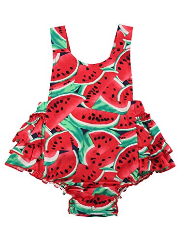 Image of PrinceSasa Baby Girl's Floral Print Ruffles Romper Summer Clothes