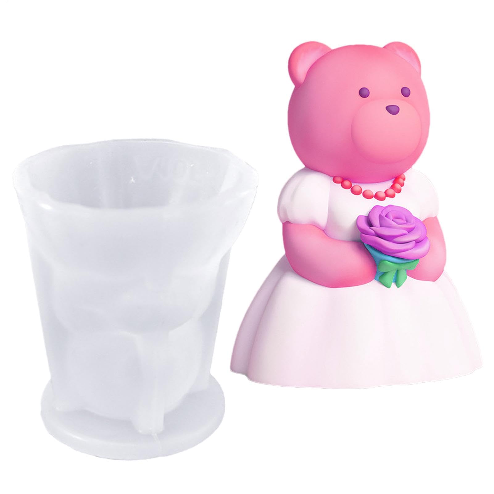 Valentine's Day Candle Mould, Wedding Bear Candle Moulds, Cartoon Bear Soap Mould, Reusable Epoxy Resin Mould, Handmade Aromatherapy Decoration for Valentine's Day Parties