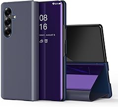 IMEIKONST Custodia Compatibile con Samsung Galaxy Z Fold 7, Flip a Libro Specchio con Funzione Kickstand Clear View Antiurto Protettiva Pelle Smart Cover per Samsung Z Fold 7. Mirror: Viola QH