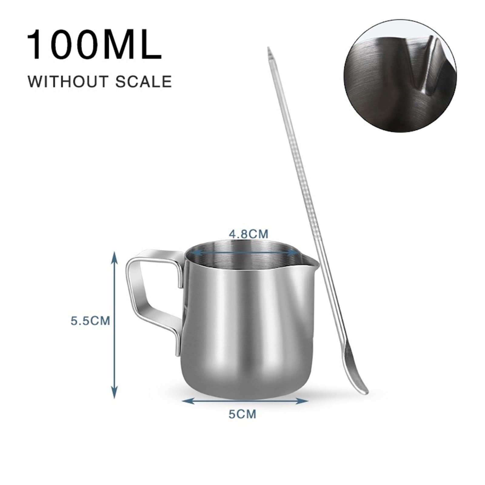 Jarras de espuma de leche, jarra de espuma de acero inoxidable para café, artículos esenciales de barista, perfectas para arte capuchino y latte, opciones de 100/350/600 ml