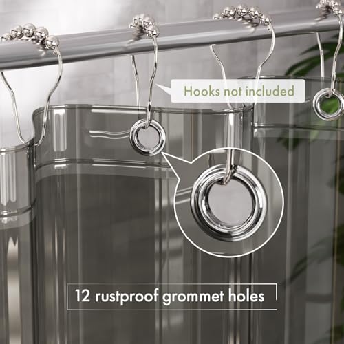 Image of AmazerBath Transparent Black Shower Curtain Liner, 72x72 Shower Liner, Lightweight Plastic Shower Curtain Liners, Cute Waterproof Shower Liner for Bathroom with 3 Magnets and 12 Grommet Holes