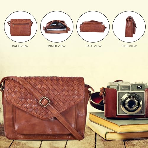 Bolso bandolera de cuero con solapa para mujer miniatura 5