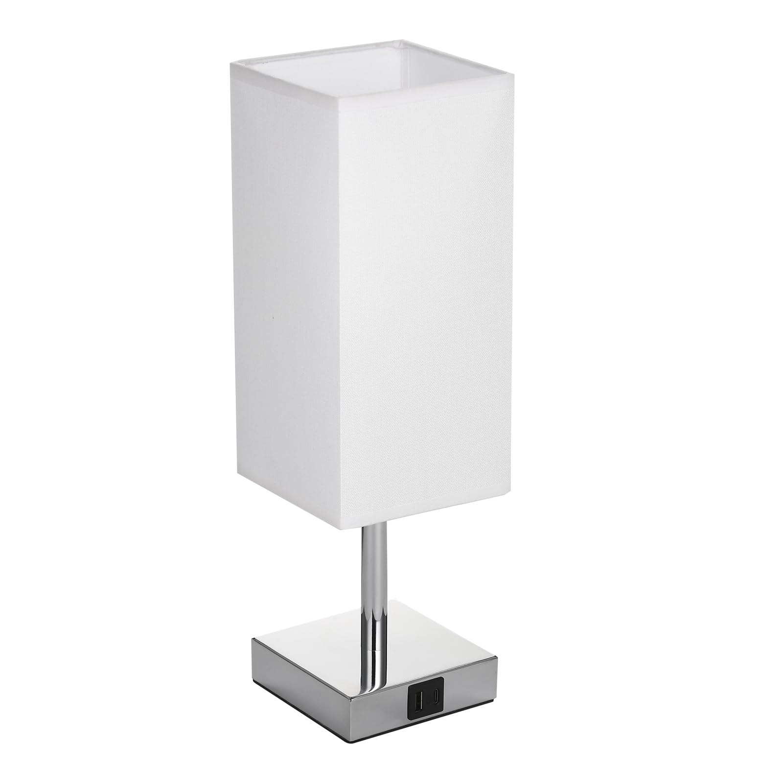 Jemora 2 Paquetes de lámpara de mesita de Noche de Tela con Bombilla LED Blanca cálida, luz de Escritorio, Control táctil, Puertos de Carga USB A Tipo C, 3 Niveles Regulables para Sala de Estar,