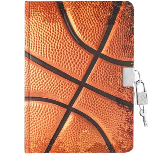 WERNNSAI Luminous Basketball Kids Diary for Boys Secret Diary with Lock and Keys Kids Journal Notebook Birthday Christmas Gift for 6 7 8-12 Year Old Boys School A5 Lined Writing Drawing Notepad