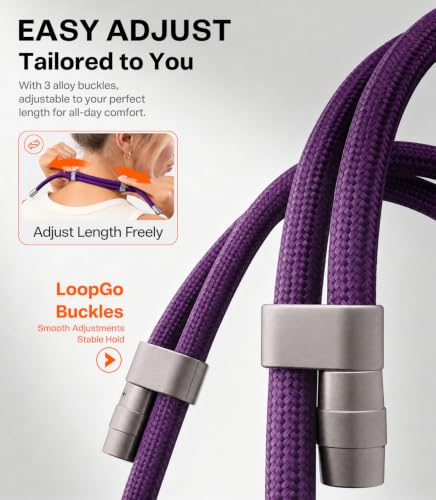 Image of TORRAS Phone Lanyard Crossbody, Adjustable Neck Strap, Deep Purple