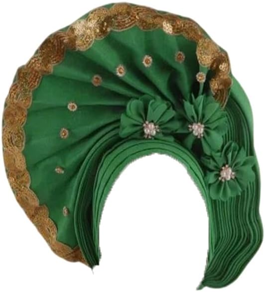 Dvbfufv Women Turban Cap for African Wedding Auto Hijab Bonnet Headwrap Hat Nigeria Headwear