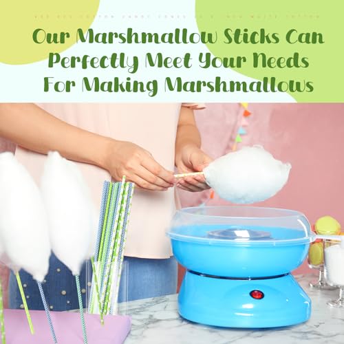 Image of Reallnaive 200 Pieces Cotton Candy Cones 13.8 Inch Cotton Candy Holder Stick Random Color Paper Straw Cones Colorful Sticks for Birthday Wedding Holiday Party (Green Color)