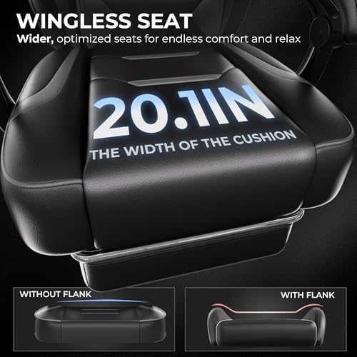 GTPLAYER Gaming Chair with Footrest, Big and Tall Computer Game Chair 350lb Racing Style, Ergonomic High Back Lumbar Support and Recliner, Moon Gray
