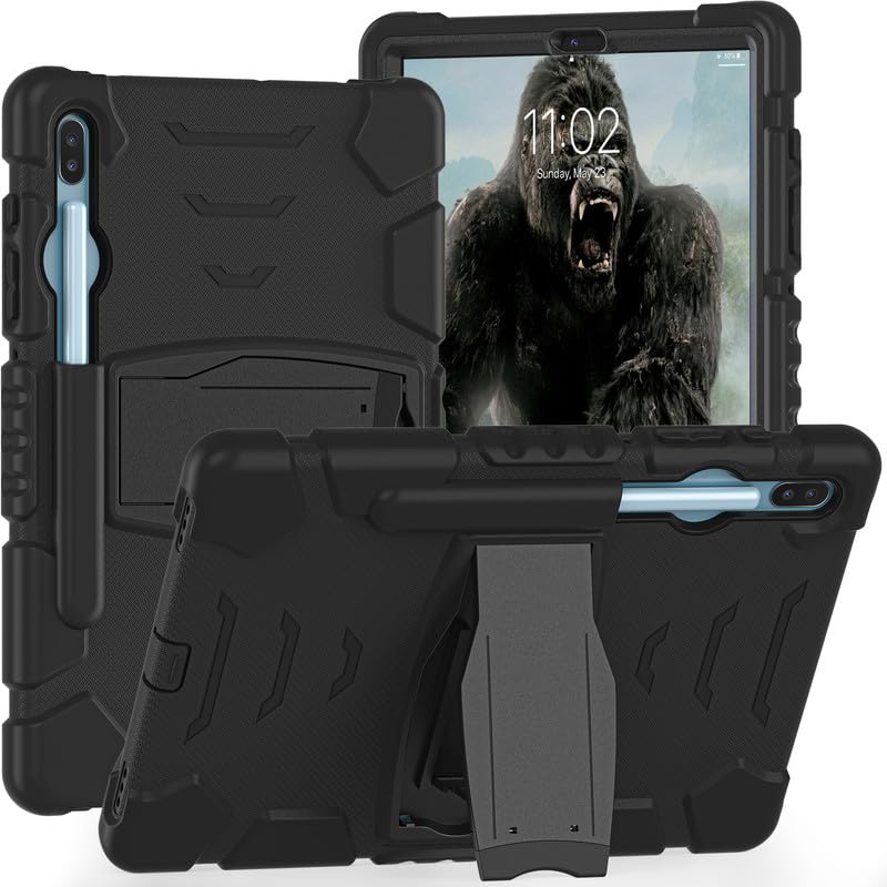 For Samsung Galaxy Tab S6 10.5 2019 SM T860/T865/T867 Case, Heavy Duty Rugged Shockproof Case with Kickstand Protective Case Cover for Galaxy Tab S6 10.5 Case 2019, Black