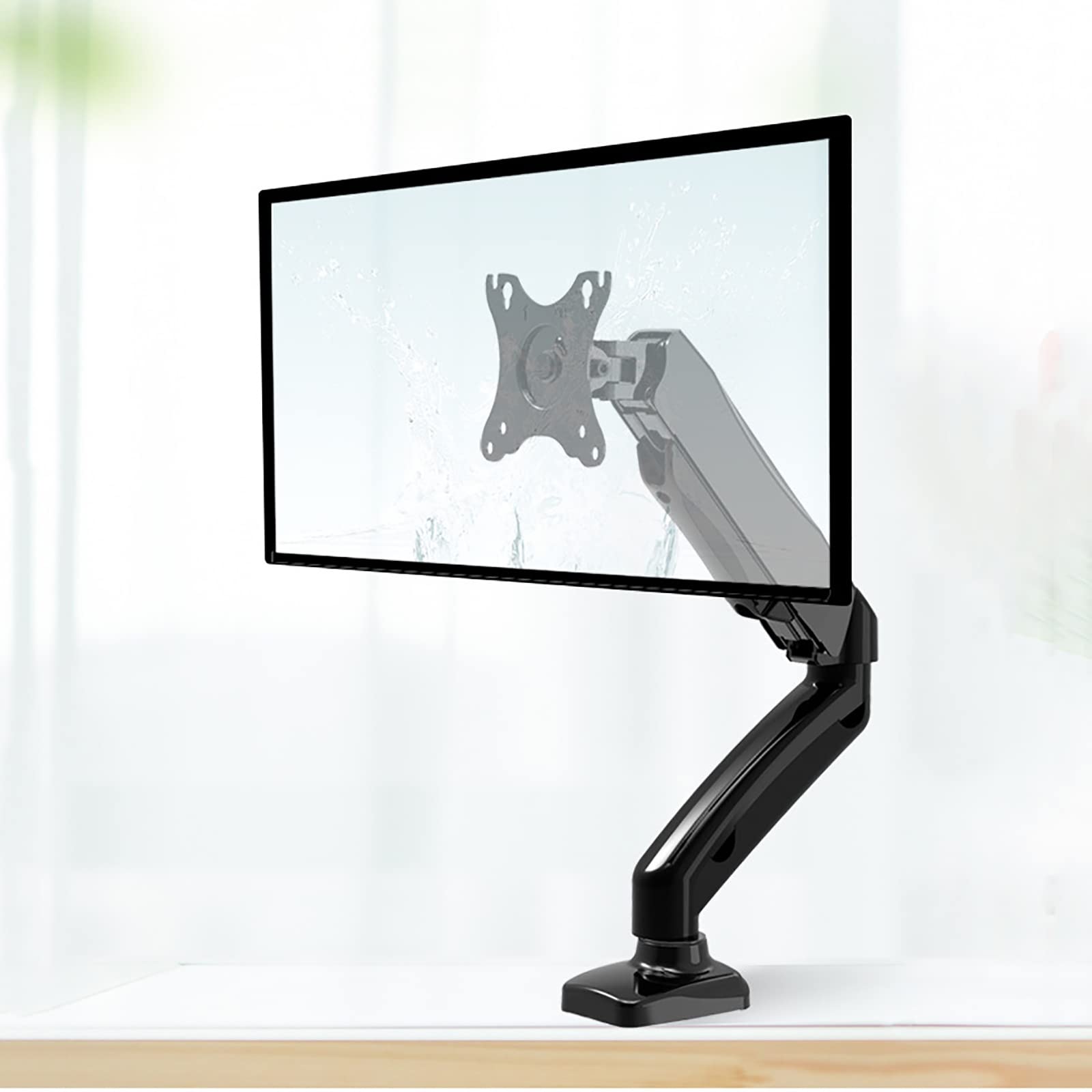 asdchZen Monitor Mount,Height/Angle Adjustable Single Monitor Arm,Gas Spring Monitor Stand Mount Holds Up To 13.2Lbs/6Kg,Fits 13-27Inch Computer Screen
