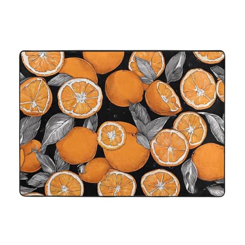 Colorful Peach Print Living Room Anti Slip and Absorbent Carpet, Indoor Bedroom Bed Floor Mat, Ultra Soft Washable Carpet 80x58 in