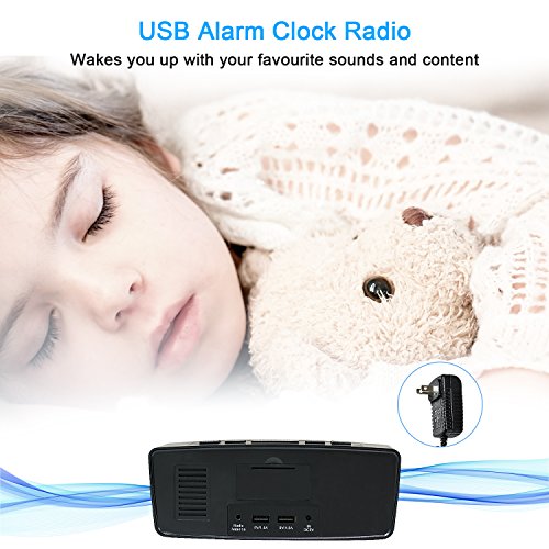 Clock Radio, Digital FM Bedside Alarm Clock Radio with USB Charger Port for Bedroom Guestroom or Livingroom - Thumbnail 7