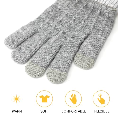 Homealexa Winterhandschuhe Touchscreen Handschuhe Strick Fingerhandschuhe Sport Warm und Winddicht Winterhandschuhe für Skifahren Radfahren und SMS, Geeinget für Damen und Herren