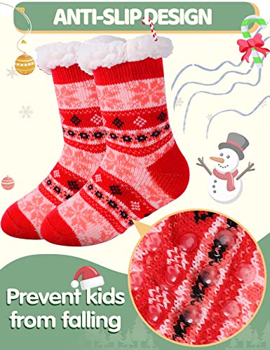 Image of MOGGEI Girls Slipper Fuzzy Socks Kids Boys Fluffy Fleece Lined Warm Plush Sherpa Winter Child Home Socks