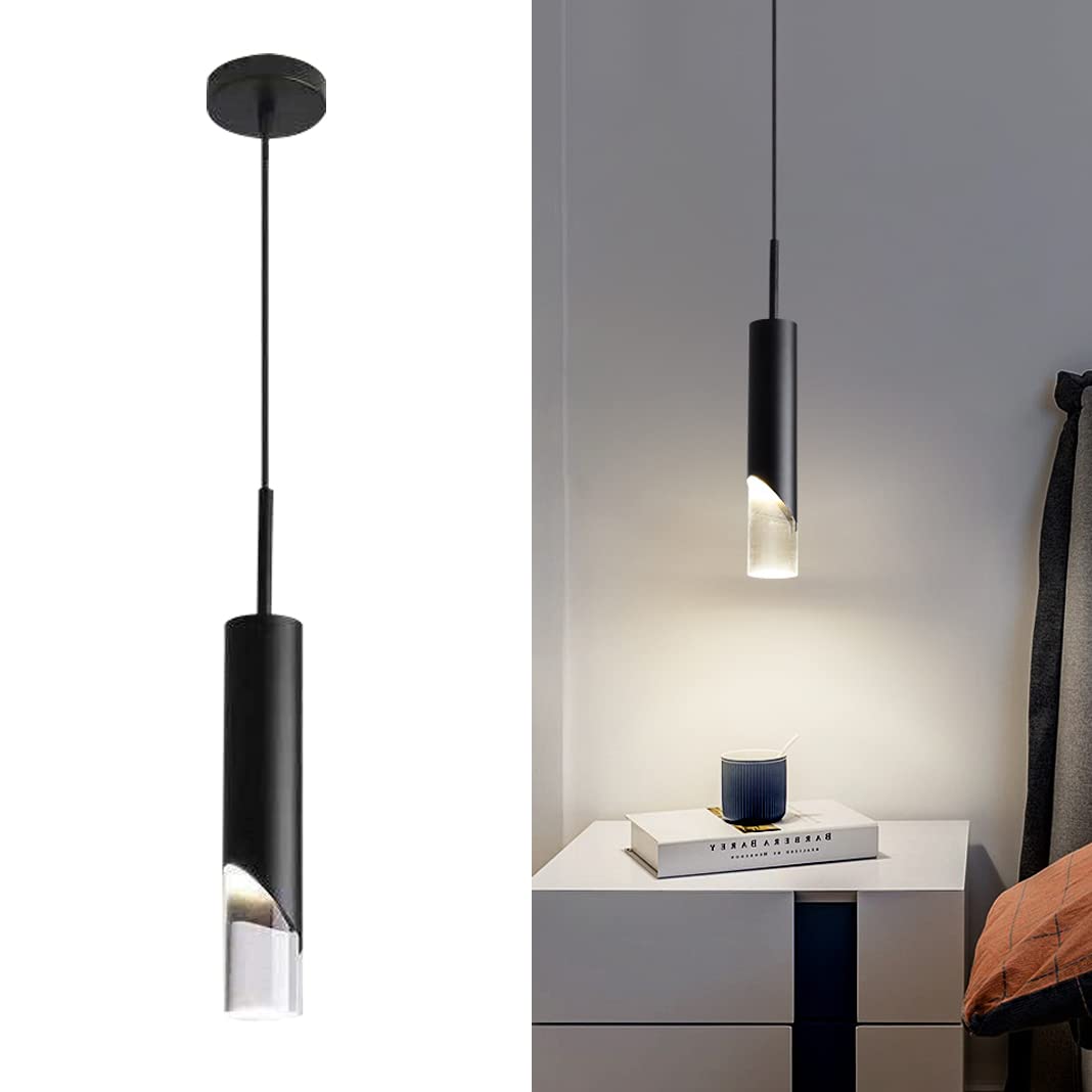 LYMSXAZOU Modern Nordic Pendant Light Fixture - Minimalist Ceiling Chandelier for Kitchen Living Room Bedroom Restaurant Black 1-Light with Warm Illumination