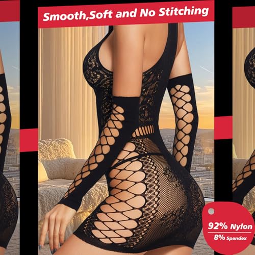 Famstar Sexy Lingerie for Women Naughty Fishnet Lingerie Set Teddy Erotic Mesh Rave Outfit