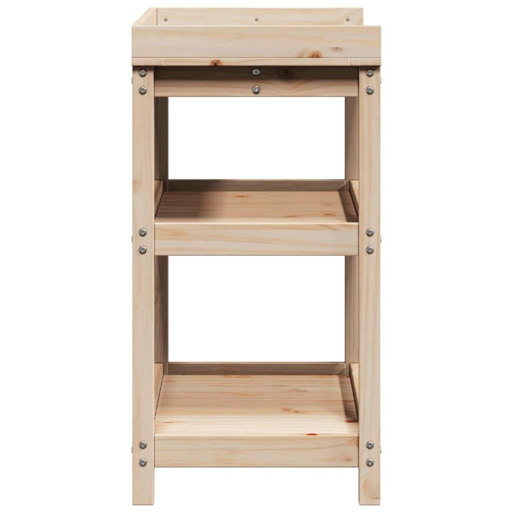 Stół na rośliny z półkami z litego drewna sosnowego, 82,5 x 45 x 86,5 cm, nośność 50 kg, do ogrodu, na taras, balkon, do ogrodu zimowego, porządek i prezentacja roślin doniczkowych