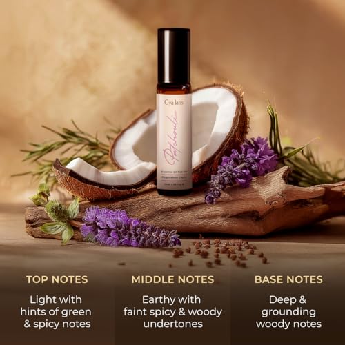 Gya Labs Patchouli Essential Oil Roll on for Skin - 100% Pure Natural Patchouli Perfume for Women, Soothing Aromatherapy Oil Roller, Alcohol Free, Travel Size (10ml) - Image 4