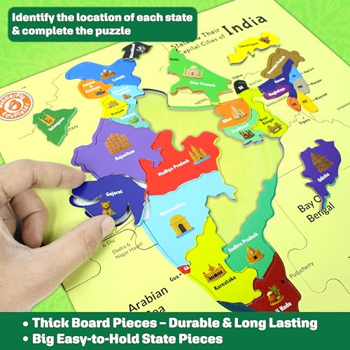 Image of Butterfly EduFields Buzzing India Map Puzzle for Kids | Learn Indian States & Capitals | Educational Geography Jigsaw Toy Age 6-12 | Birthday & Return Gift