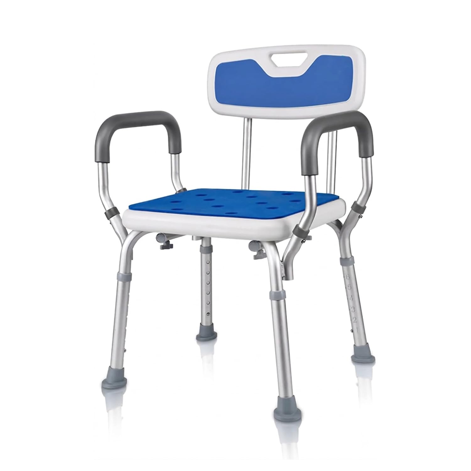 VED Duschstuhl | 6-Fach höhenverstellbare Duschbank | Inklusive gepolsterter Armlehne | rutschfeste Füße | Badewannenhocker für Senioren, Behinderte und Schwangere,(330 lb Capacity 43D x 12W x 50.6H)