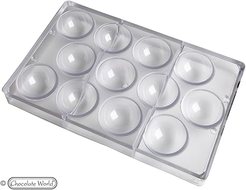 Miniatura 2 de Chocolate World CW2254 Molde de caramelo de policarbonato con 6 cavidades hemisféricas, cada una de 3.150 in de diámetro x 1.575 in de alto