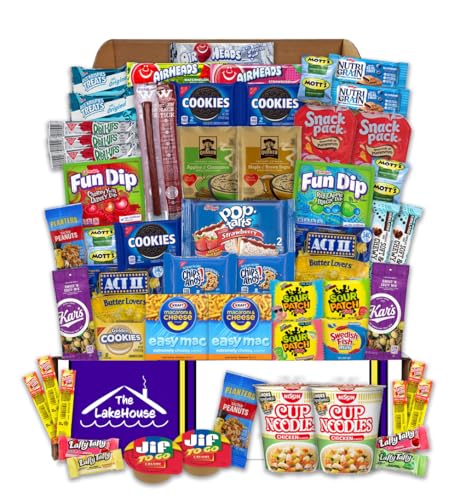 College Care Package for Guys Girls - 56 Count Snack Box...