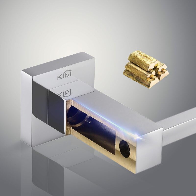 Miniatura 5 de KIBI Cube - Juego de accesorios de baño de 5 piezas, toallero, anillo para toallas, soporte para papel higiénico, ganchos para bata (cromado)