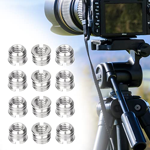 ZoeTekway 1/4 hembra a 3/8 rosca macho, adaptador de 3/8 a 1/4, adaptador para soporte de micrófono, trípode, rótula de monopié, trípode de cámara, paquete de 12