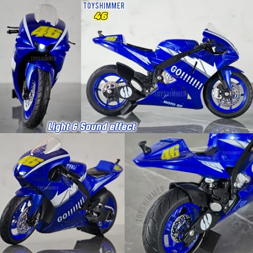 Image of Moto GP 46 Practice Track Bike dyecast Motorcycle with Light & Sound,1:12 Scale, Blue Color