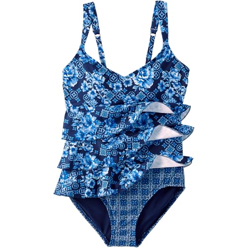 Lands' End Women's Smoothing Control Ruffle Fauxkini One Piece Swimsuit4