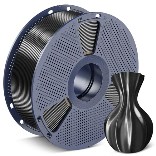 Image of SUNLU Silk PLA Filament 1.75mm, Neatly Wound Shiny PLA 3D Printer Filament, Dimensional Accuracy + /- 0.02mm, Fit Most 3D Printers,Good Vacuum Packaging, 1kg Spool(2.2lbs), Silky Black