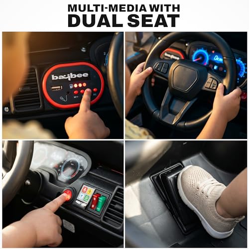 Image of Baybee Benzie Pro Battery Operated Jeep for Kids | Baby Ride on Electric Car with Parental Control, RGB Lights & Music | Rechargeable Big Battery Car for Kids 2 to 6 Years (Metallic Red)