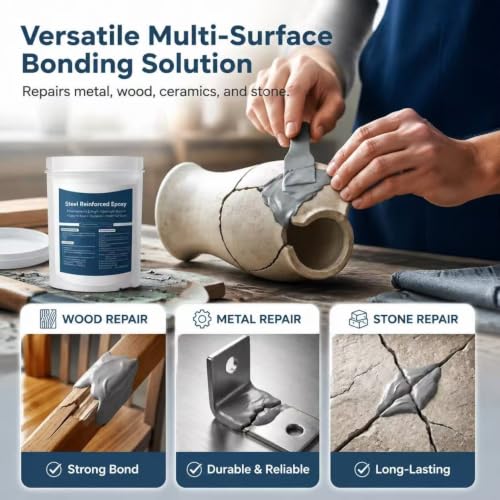 Image of Steel Reinforced Epoxy Putty, 2026 New Waterproof Heat-Resistant Epoxy Putty Repair Kit, Portable Multi Surface Repair Putty for Pipe and Railing Repair (1, White)