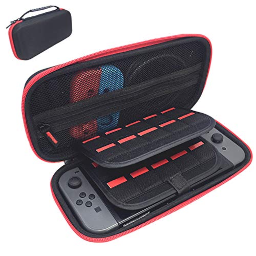 Preisvergleich Produktbild Tasche für Nintendo Switch, Tragetasche kompatibel mit Nintendo Switch Aufbewahrungstasche Zubehör Hartschalen Case Hülle Cover für Nintendo Switch Konsole & Accesoires (Rot)