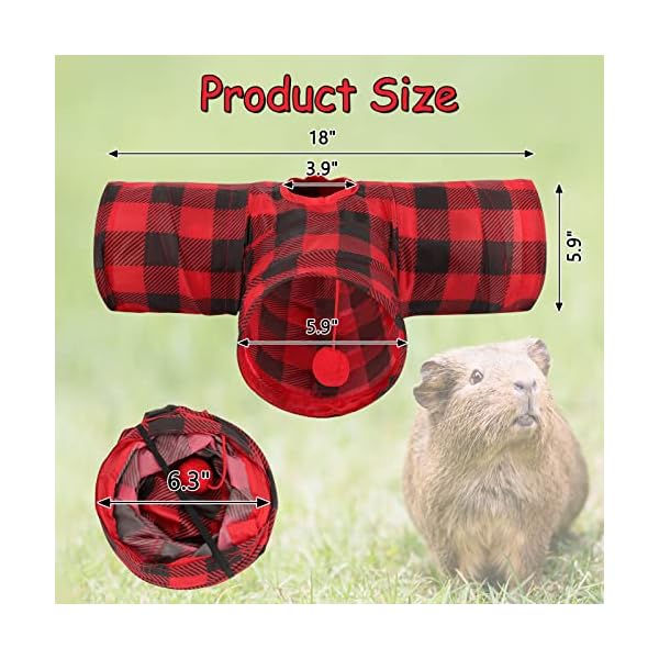 Yuepet guinea pig tunnel and tube collapsible 3 way guinea pig hideout with plaid classic style, small animal tunnel for guinea pig ferret hamster chinchilla - image 3