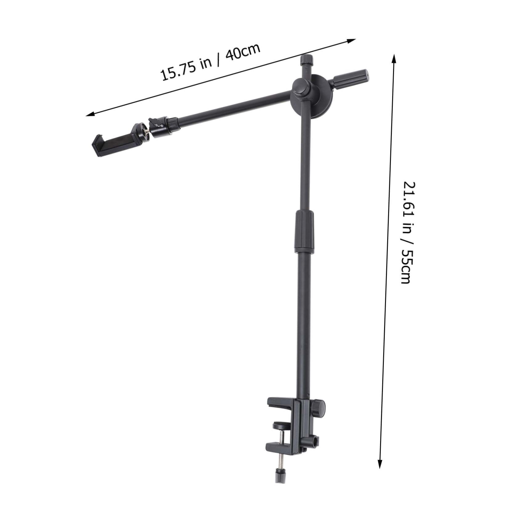 POPETPOP Soporte para Teléfono Móvil de Escritorio y Cabecero, Brazo Flexible Articulado 360°, Ajustable, Negro, para Grabación de Vídeo