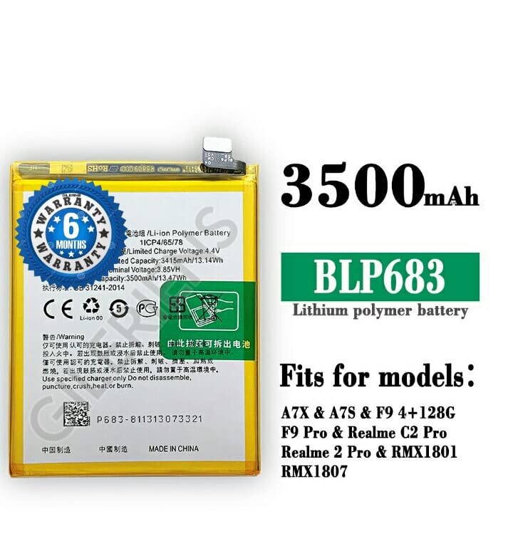 Image of Original BLP683 Battery for Oppo K1 / A7X / A7S / F9 4+ 128G F9 PRO / C2 PRO / 2 PRO / RMX1801,RMX1807 Battery with 6 Month Warranty ***** (P0048)