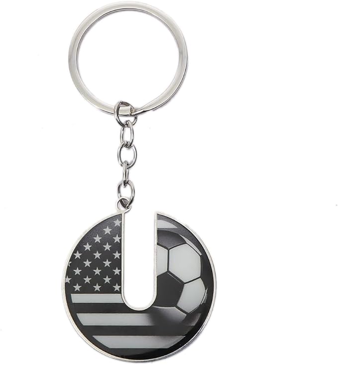 Bag Charms Initial A-Z Letter Keychain Bag Charm Soccer Keychain for Handbags Sports Bag