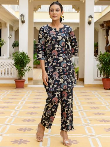 Image of feranoid Elegant V-Neck 3 /4 Sleeve Kurta & Pant Co-ord Set (S-XXL)