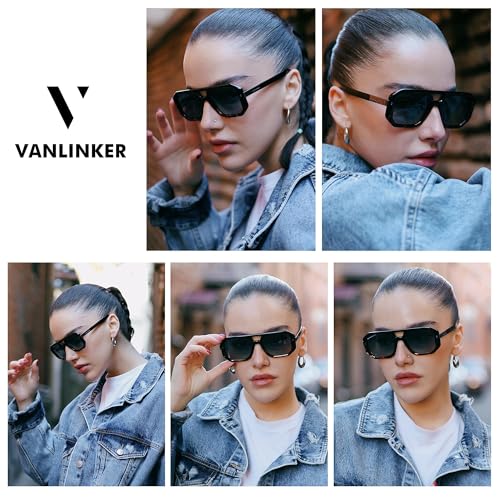 VANLINKER Retro Polarized Square Aviator Sunglasses for Women Men 2025 Trendy Shades VL9753X3