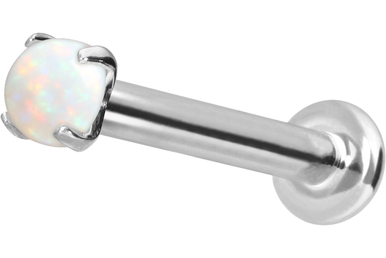 PIERCINGLINE Piercing de oro de 14 quilates con rosca interior, ópalo sintetico, color y tamaño a elegir