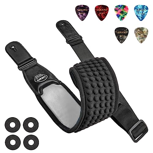 LEKATO Sangle de guitare, remplissage en éponge 3D 3.5 »large avec embouts en cuir véritable Sangle de basse antidérapante conçue pour les guitares électriques basses lourdes - Les Beatles, Paul McCartney, John Lennon, RIngo Starr, George Harrison LEKATO Sangle de guitare, remplissage en éponge 3D 3.5 ''large avec embouts en cuir véritable Sangle de basse antidérapante conçue pour les guitares électriques basses lourdes