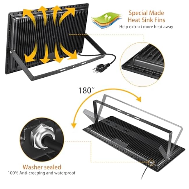 500W LED Flood Light FloodLight with Plug 5000K Daylight White