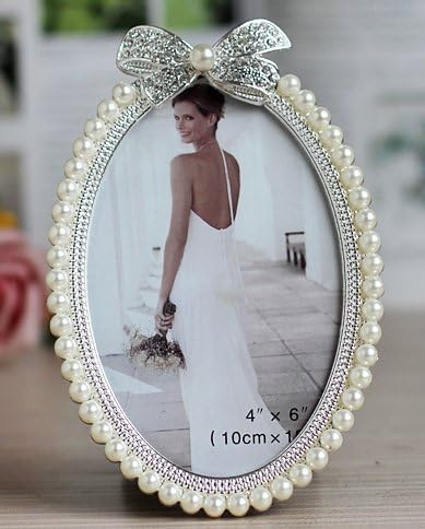 Amazon Co Jp Woliwowa エレガント リボン パール風 装飾付き フォトフレーム 写真立て 大サイズ 並行輸入品 ホーム キッチン