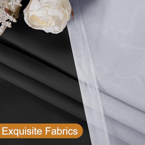Image of DWCN Black Blackout Curtains with Sheer Overlay with Tiebacks 84 Inch Long