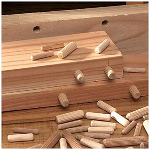 Wooden Dowel Pins 6 x 30mm (Approx 1/4 x 1 1/5 inch) Fluted Wood Dowels Rods 200 Pack Hardwood Wood Crafts Pegs