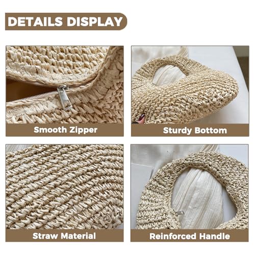 Straw Handbags Purse for Women 2025 Woven Beach Vacation Straw Bag Handmade Summer Boho Small Raffia Clutch Bags3