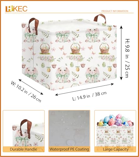 Image of Rectangle Easter Bunny Basket Empty,Gift Basket, Room Decor,Waterproof Storage Bin, Books Box(Easter Bunny)
